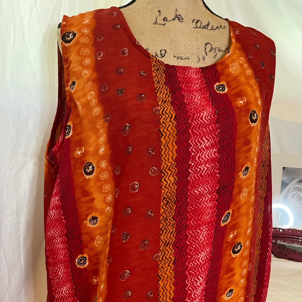 Vintage Indian Dress by Chandi slip on side buttons 2XL
